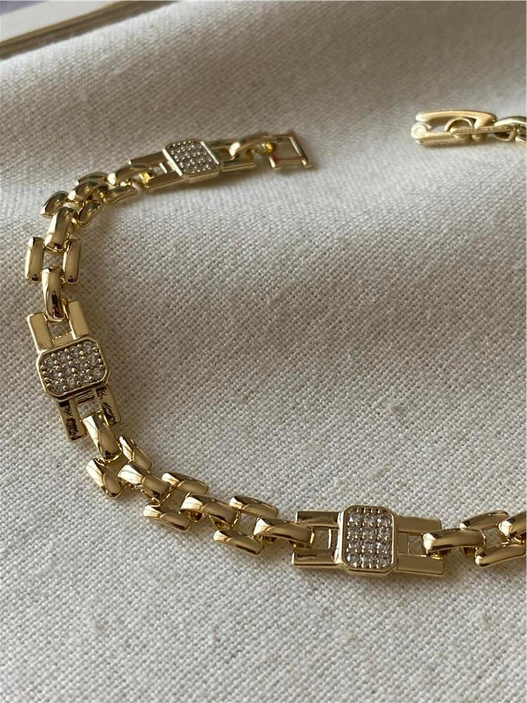 VIP 14K Taşlı Kare Dizayn Bileklik