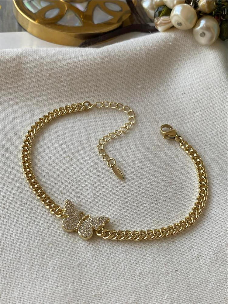 VIP 14K Taşlı Kelebek Bileklik