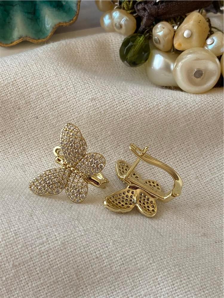 VIP 14K Taşlı Kelebek Küpe