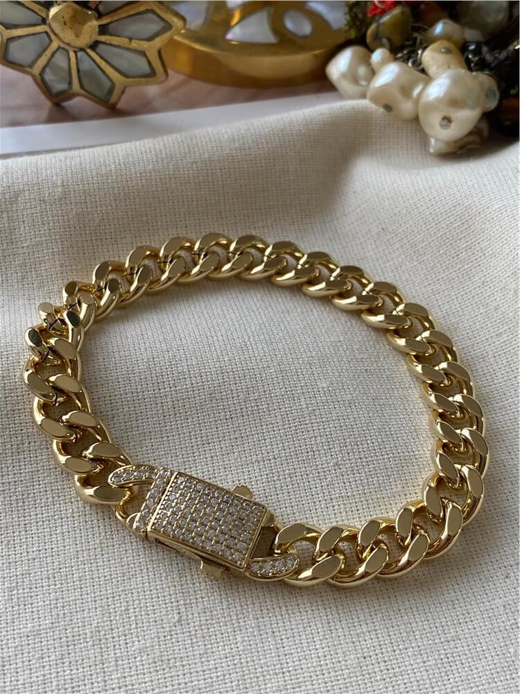VIP 14K Taşlı Kilit Detaylı Gurmet Bileklik