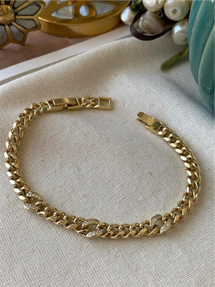 VIP 14K Taşlı Köşeli Zincir Bileklik