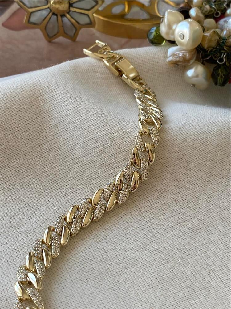 VIP 14K Taşlı Küba Bileklik