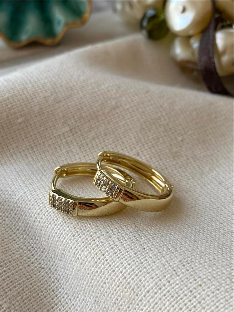 VIP 14K Taşlı Mini Halka Küpe