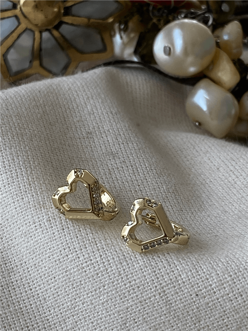 VIP 14K Taşlı Mini Kalp Küpe
