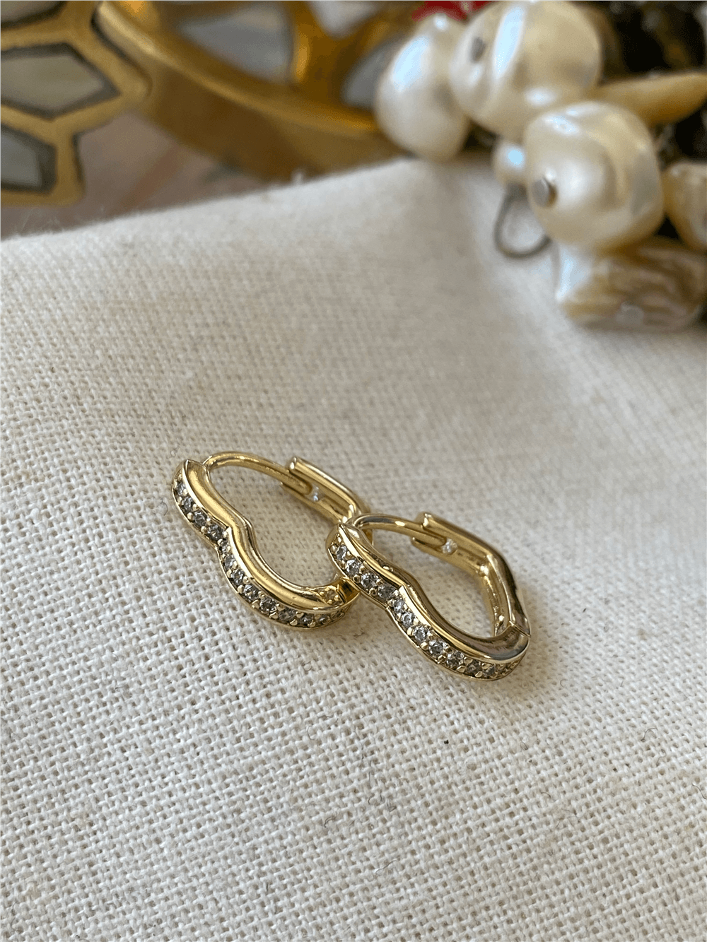 VIP 14K Taşlı Mini Kalp Küpe