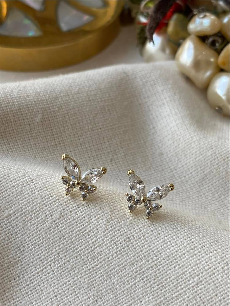 VIP 14K Taşlı Mini Kelebek Küpe