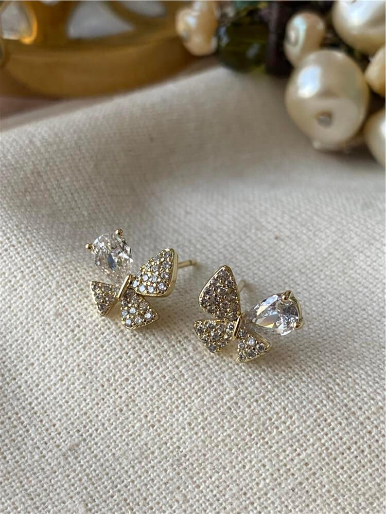 VIP 14K Taşlı Mini Kelebek Küpe