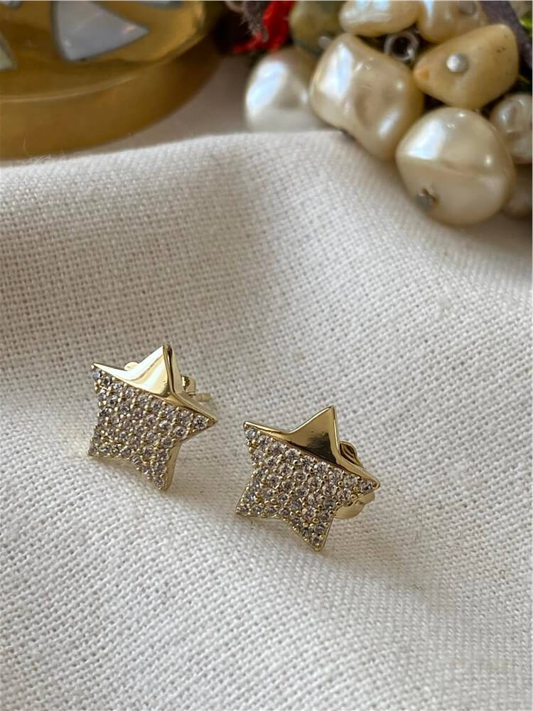 VIP 14K Taşlı Mini Yıldız Küpe
