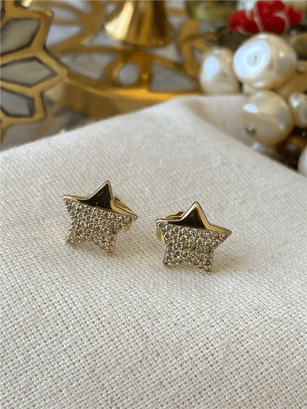 VIP 14K Taşlı Mini Yıldız Küpe