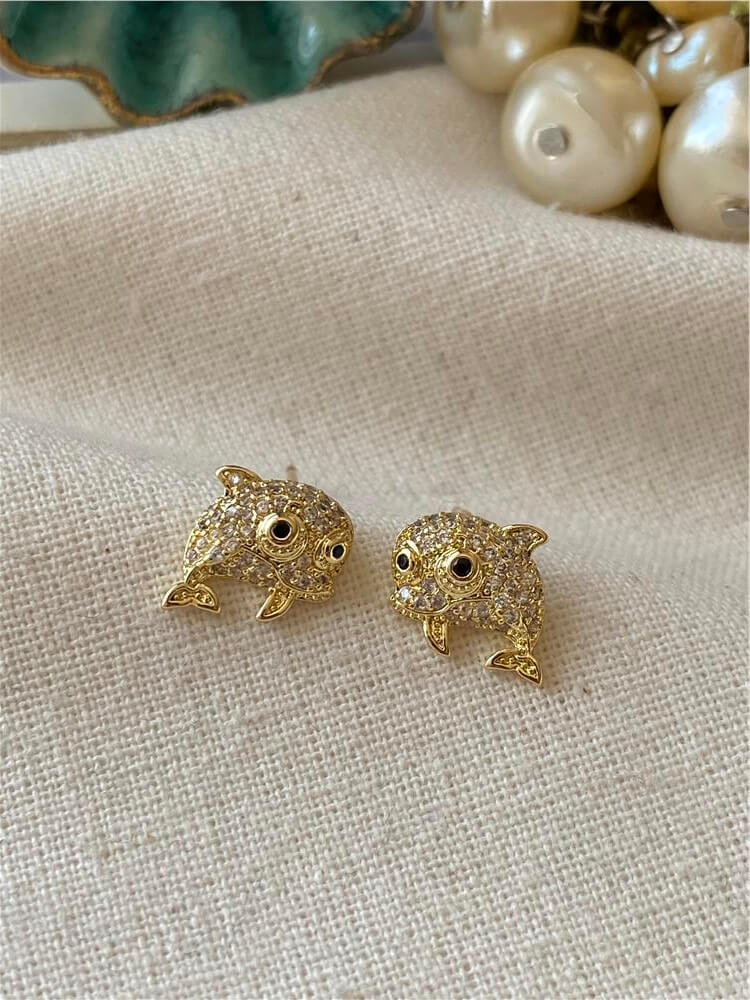 VIP 14K Taşlı Mini Yunus Küpe