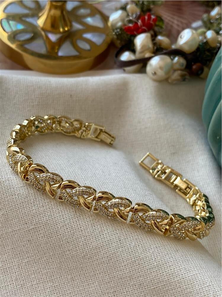 VIP 14K Taşlı Örgü Model Bileklik