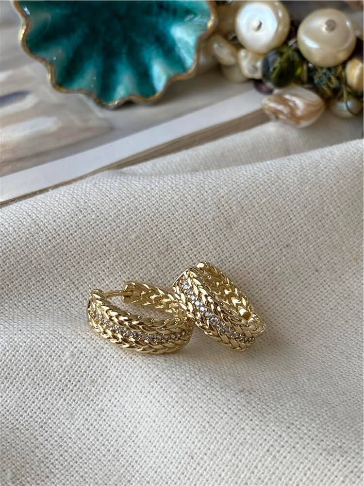 VIP 14K Taşlı Örgü Model Küpe