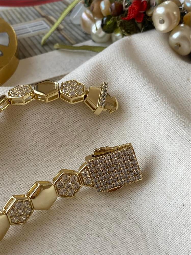VIP 14K Taşlı Petek Model Bileklik