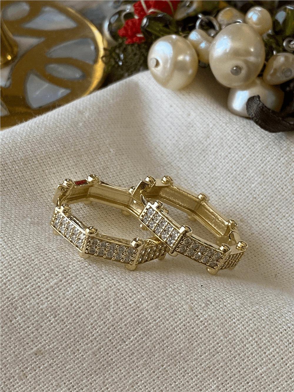VIP 14K Taşlı Sekizgen Küpe
