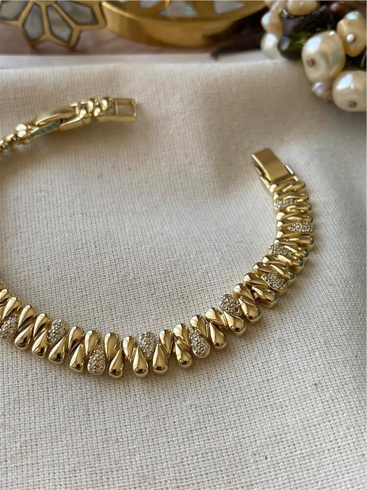 VIP 14K Taşlı Sıralı Damla Model Bileklik