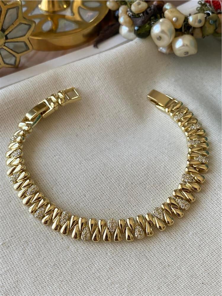 VIP 14K Taşlı Sıralı Damla Model Bileklik