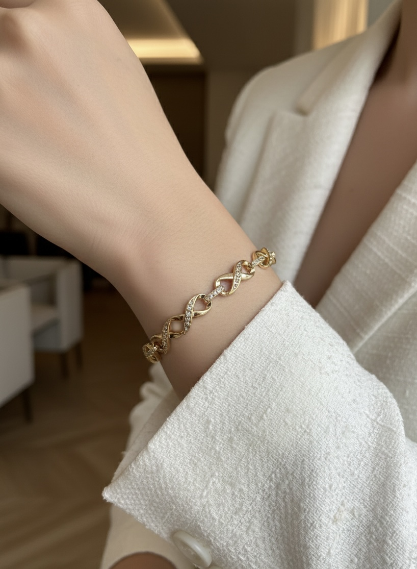 VIP 14K Taşlı Sonsuzluk Bileklik