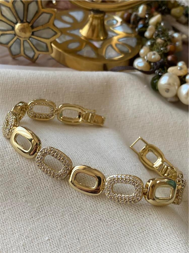 VIP 14K Taşlı Square Bileklik