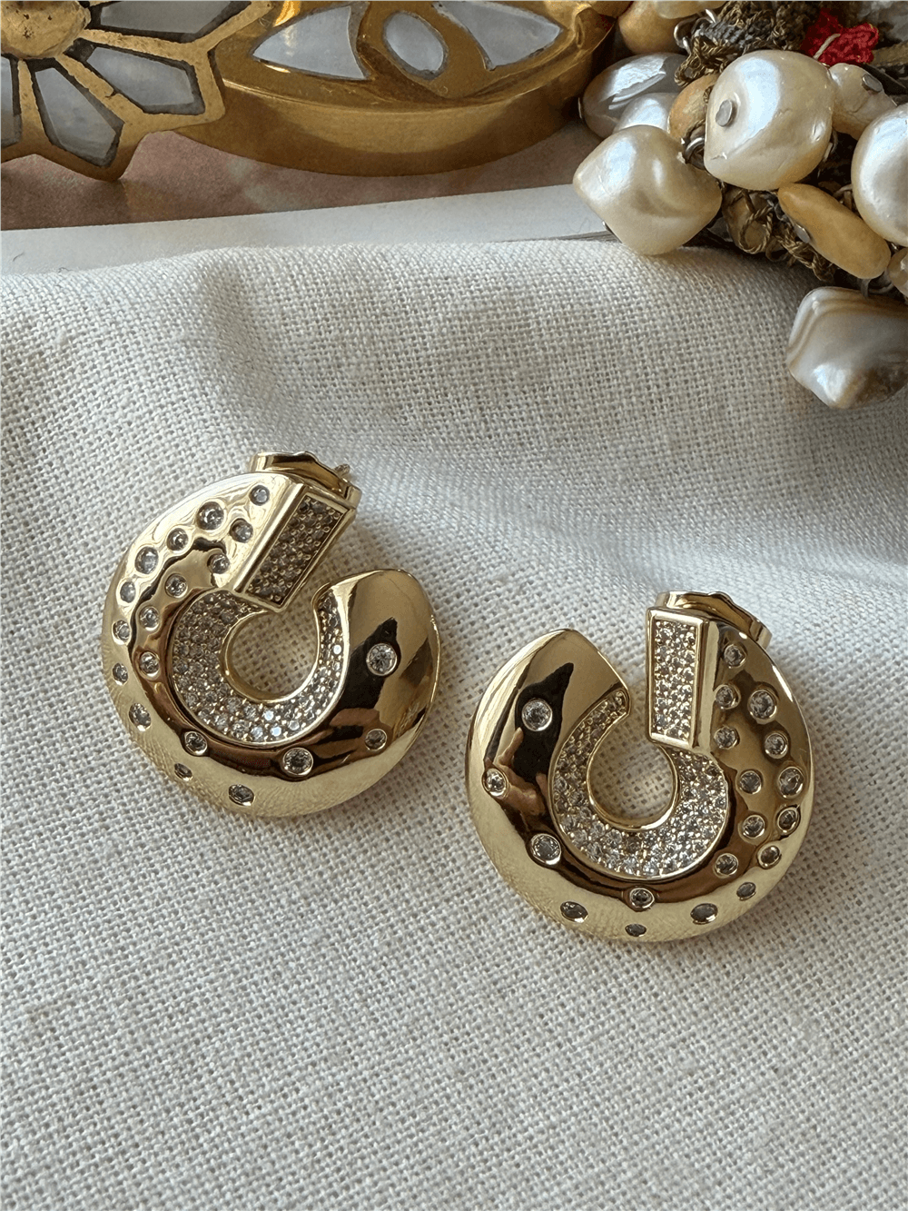 VIP 14K Taşlı Worm Plaka Küpe