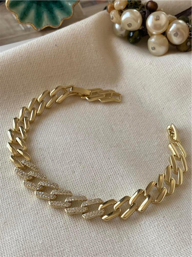 VIP 14K Taşlı Yatay Örme Bileklik