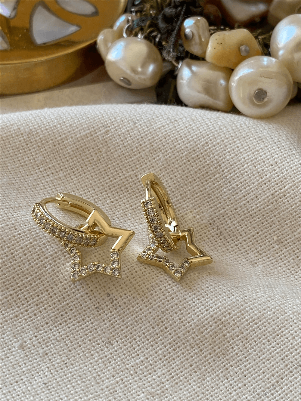 VIP 14K Taşlı Yıldız Charmlı Küpe