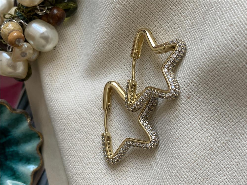 VIP 14K Taşlı Yıldız Küpe