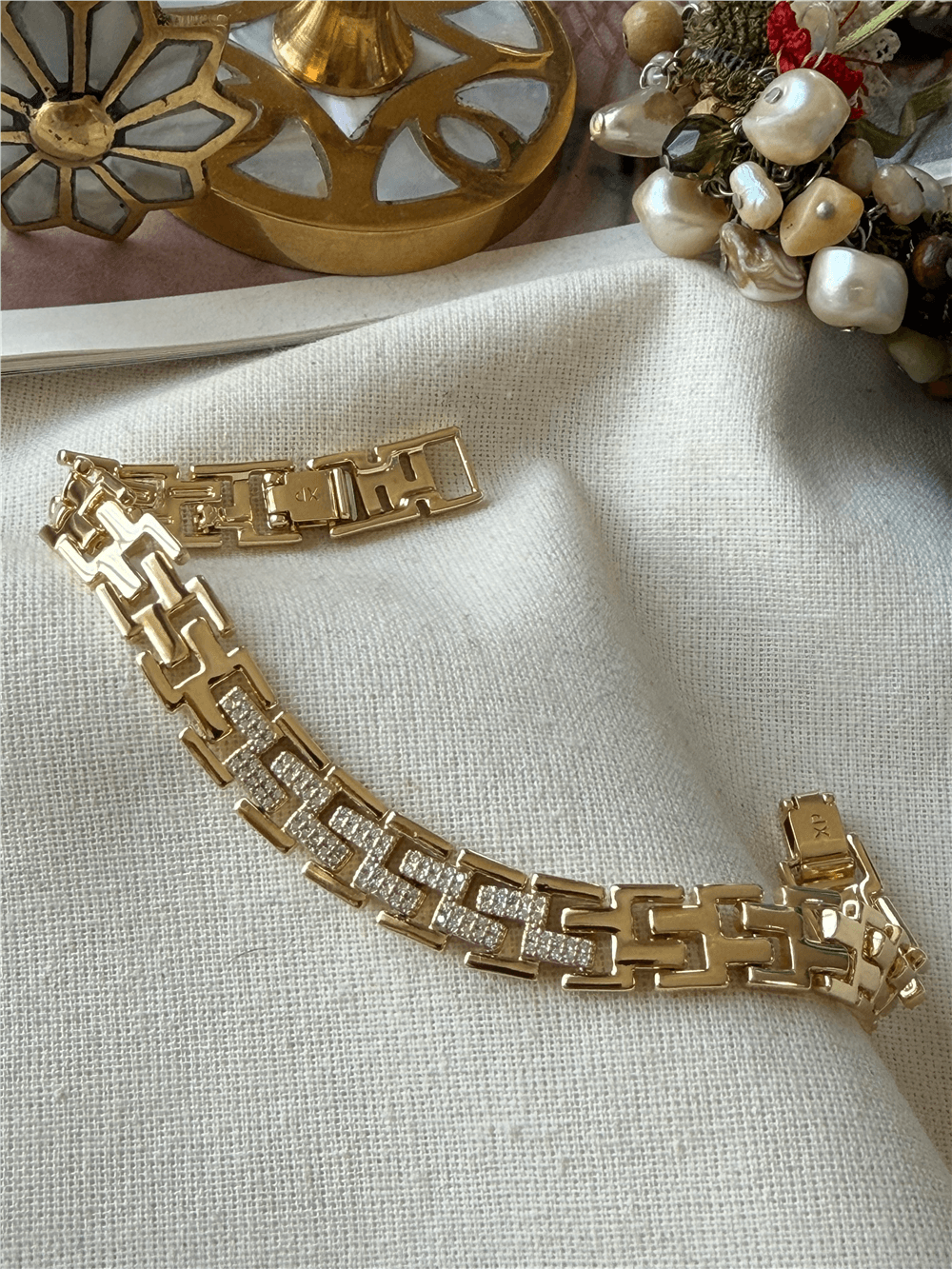 VIP 14K Taşlı Zigzag Model Bileklik