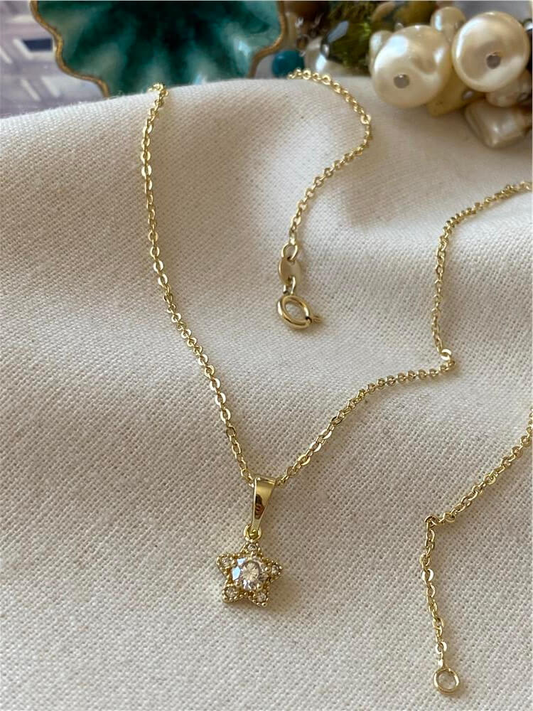 VIP 14K Tektaşlı Mini Yıldız Kolye