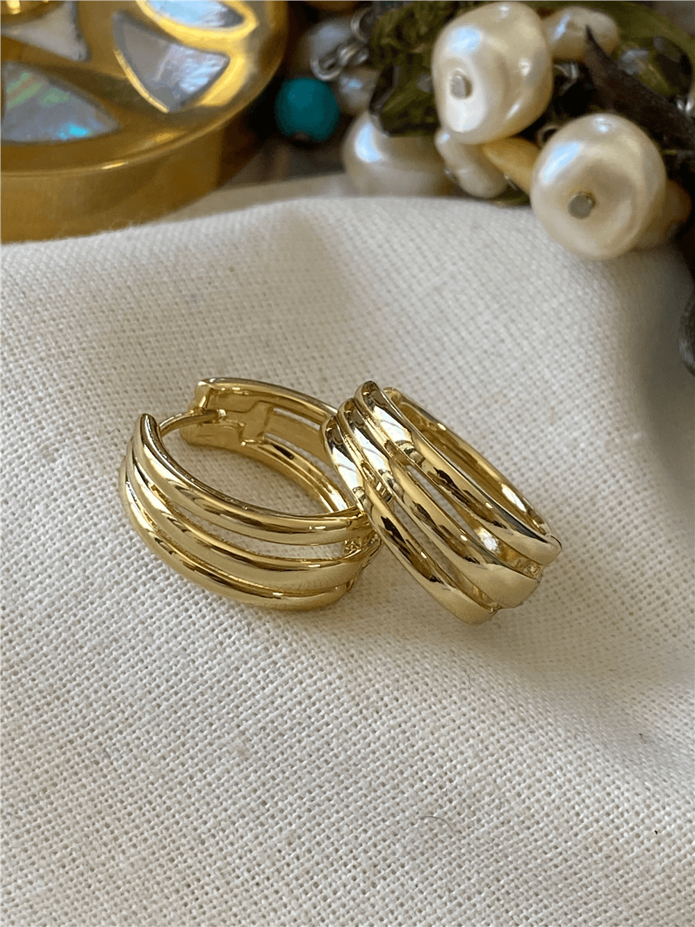 VIP 14K Triline Halka Küpe