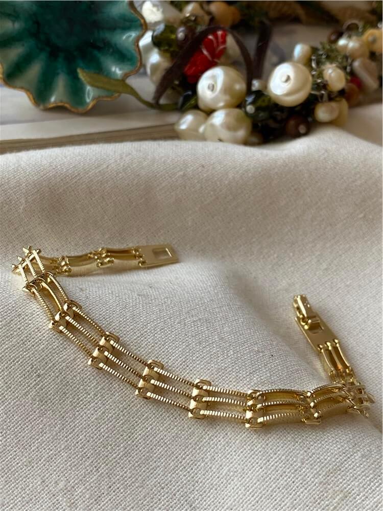 VIP 14K Üç Sıra Desenli Çizgiler Bileklik