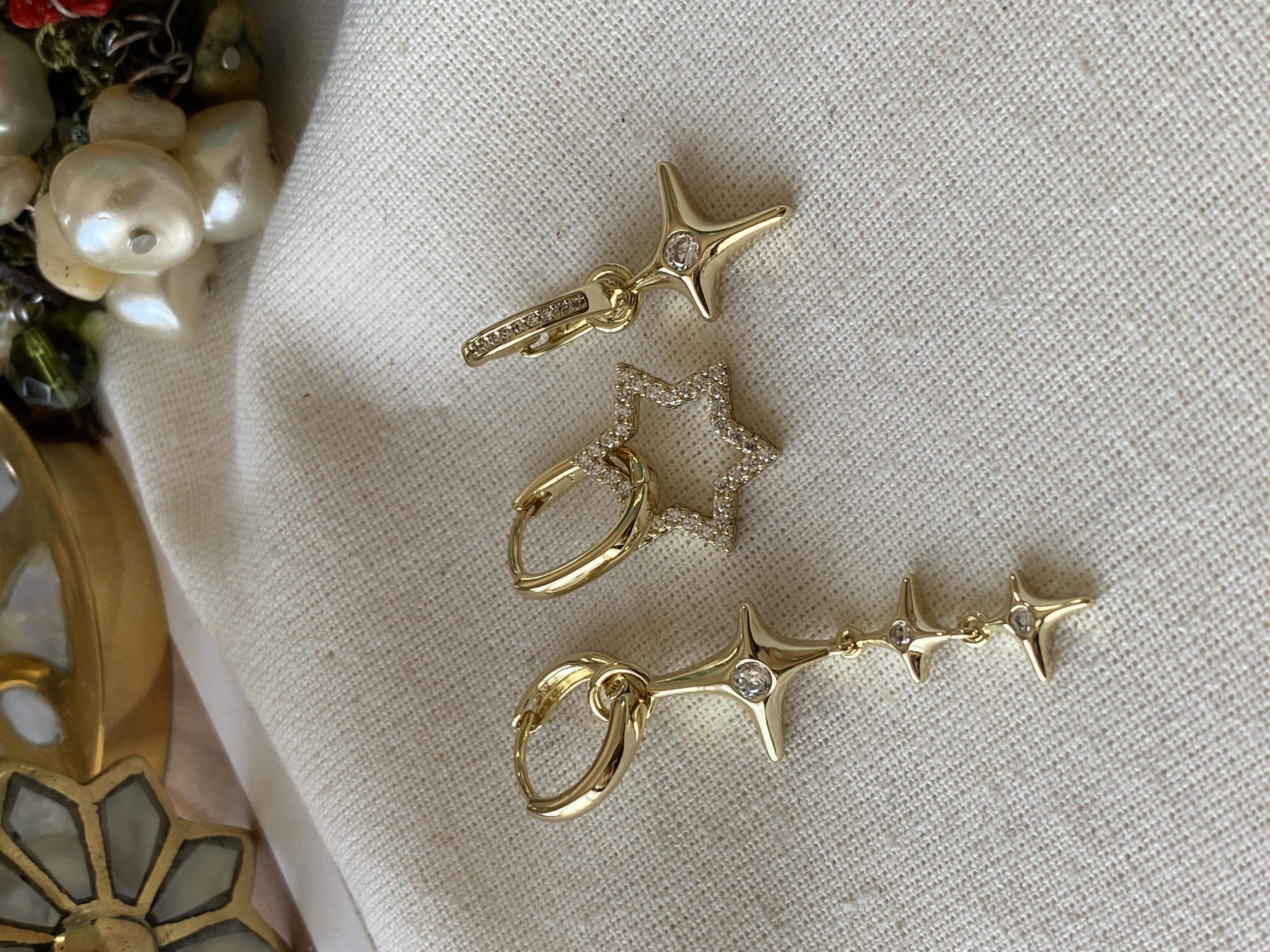 VIP 14K Üçlü Parıltı Küpe