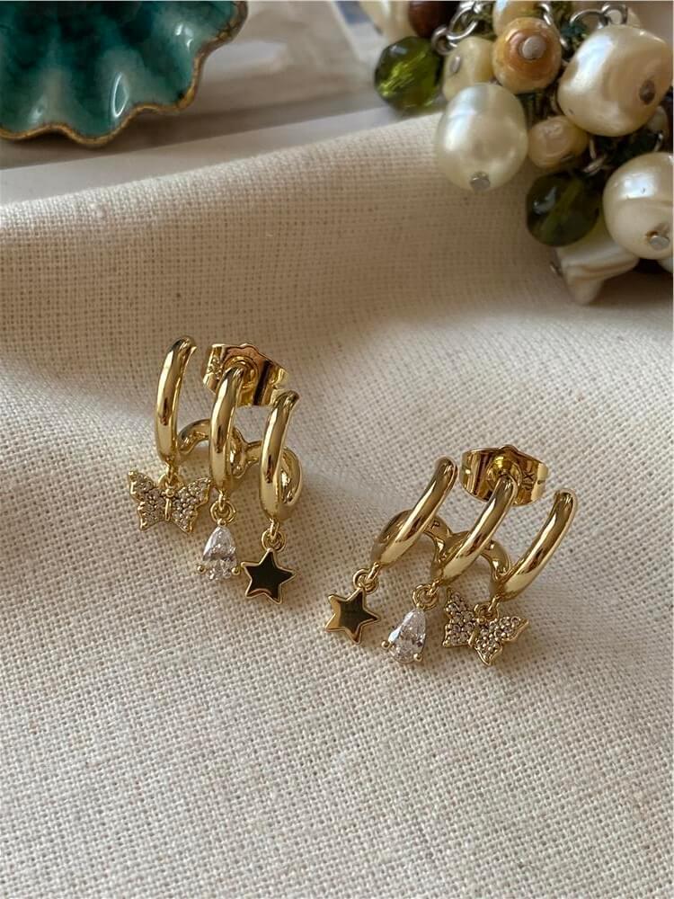 VIP 14K Üçlü Şekiller Küpe