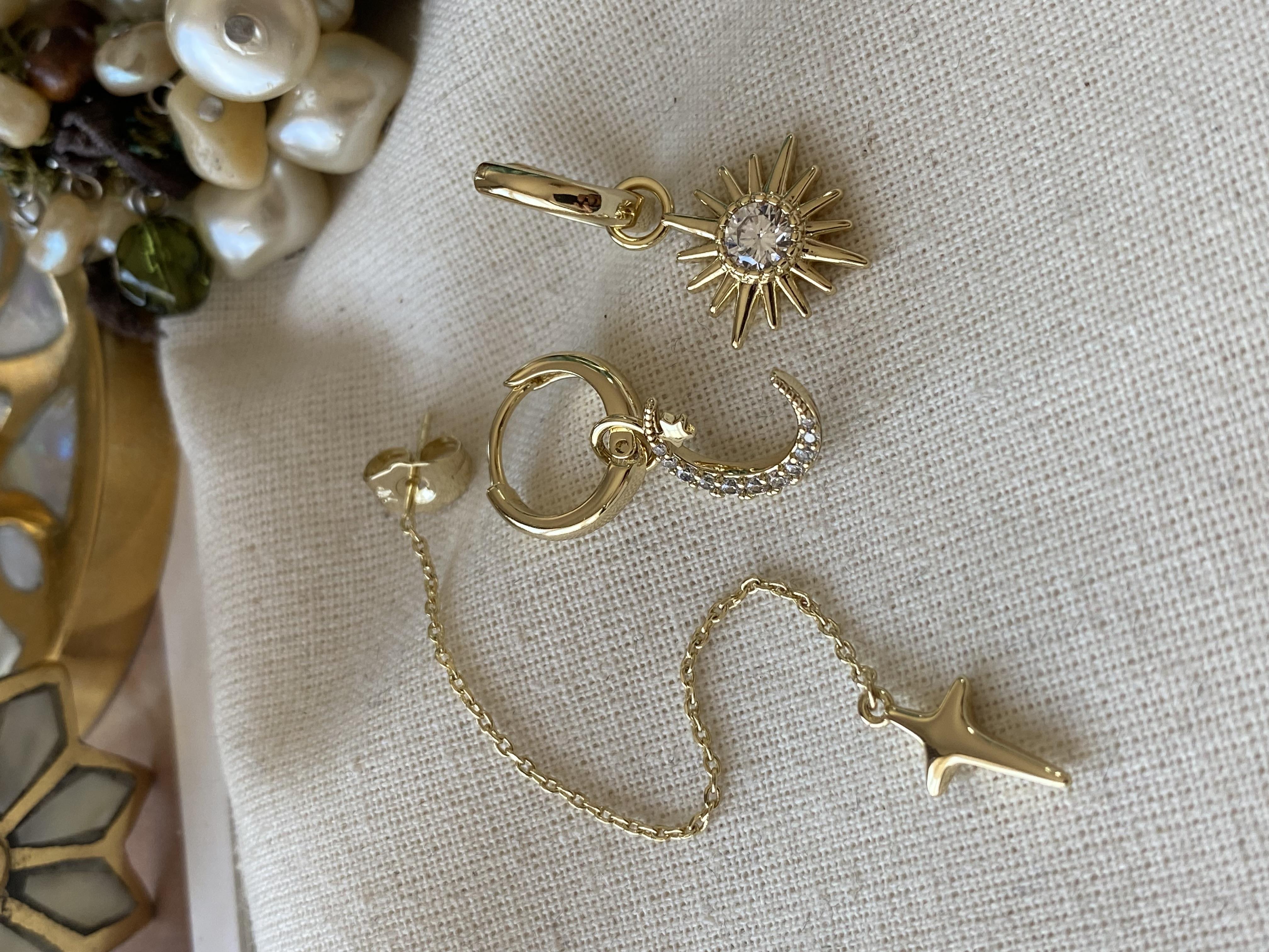 VIP 14K Üçlü Sky Charms Küpe