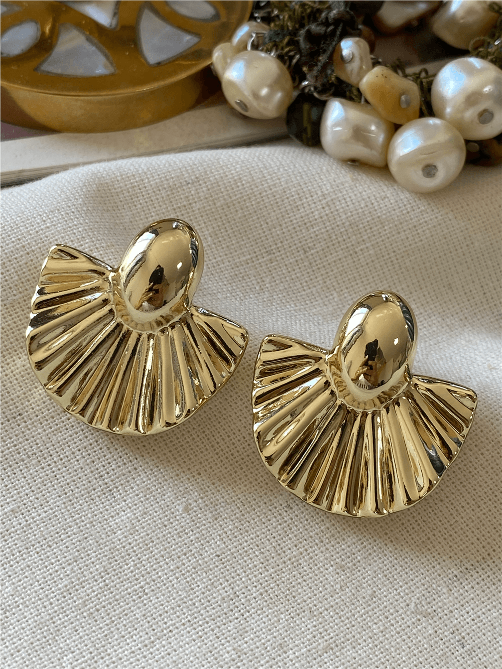 VIP 14K Vintage Yelpaze Küpe