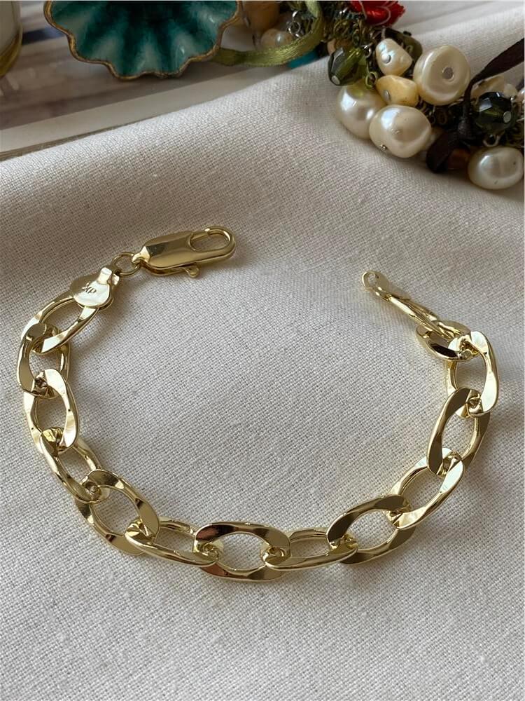 VIP 14K Yontma Oval Zincir Bileklik