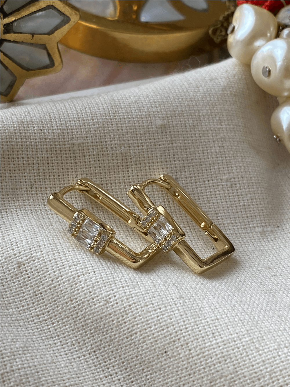 VIP 14K Zen Model Dikdörtgen Küpe