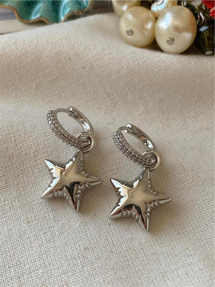 VIP Silver Balon Yıldız Charmlı Küpe