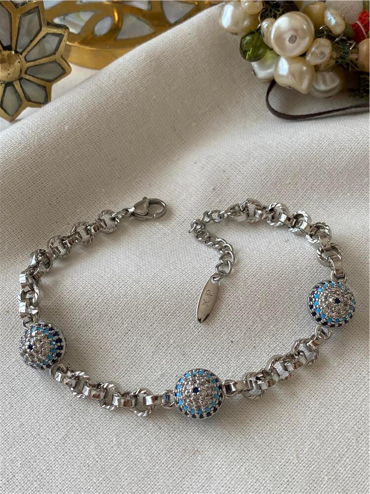 VIP Silver Göz Boncuk Bileklik