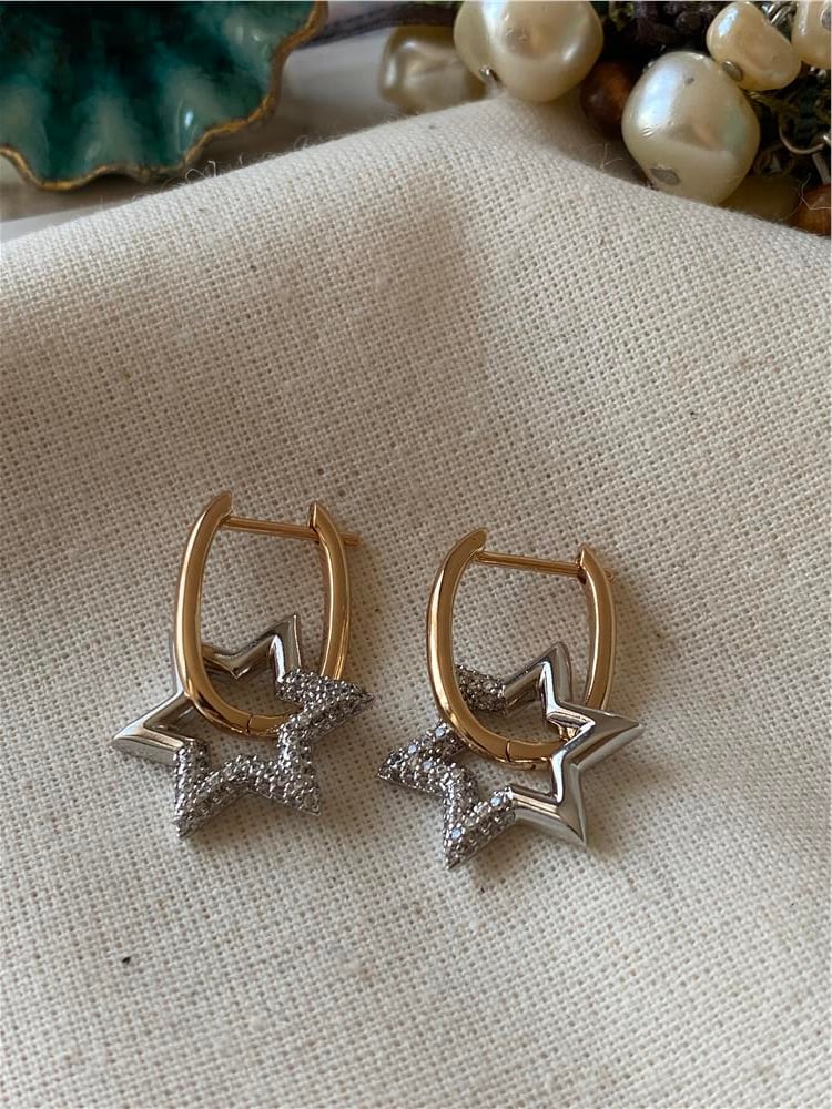 VIP Silver Star Charmlı Küpe
