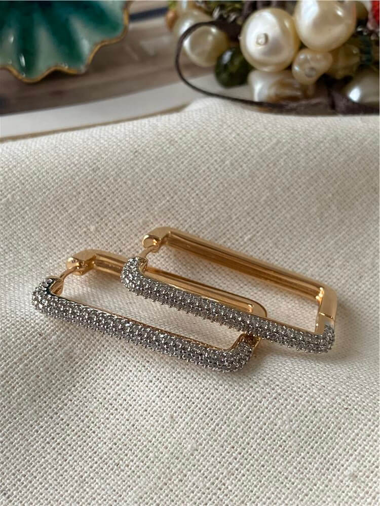 VIP Silver Taşlı Dikdörtgen Küpe