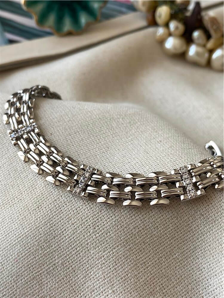 VIP Silver Taşlı Kordon Bileklil