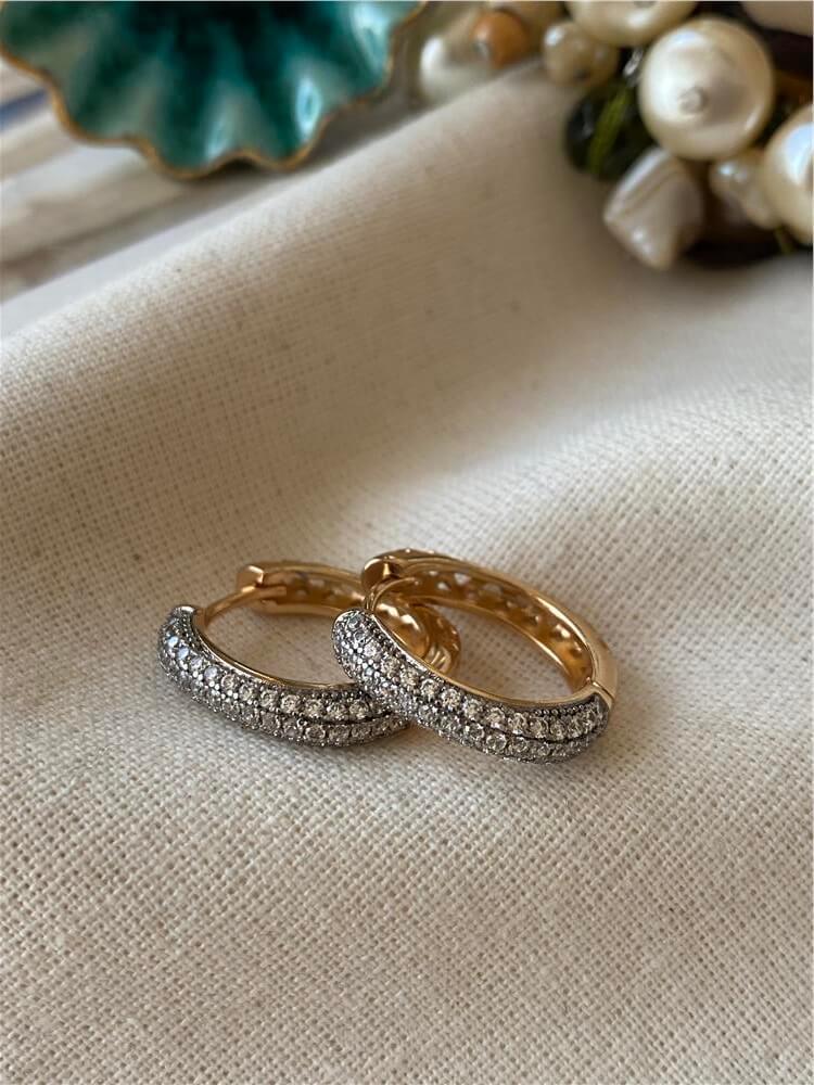 VIP Silver Taşlı Oval Kare Küpe
