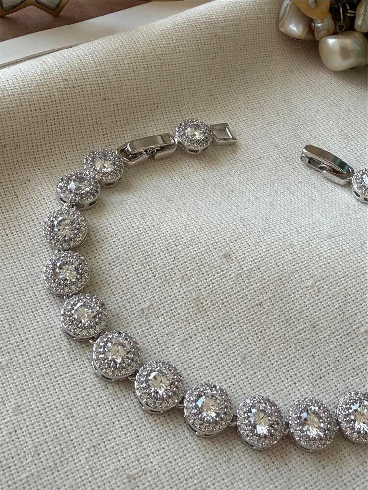 VIP Silver Taşlı Round Bileklik