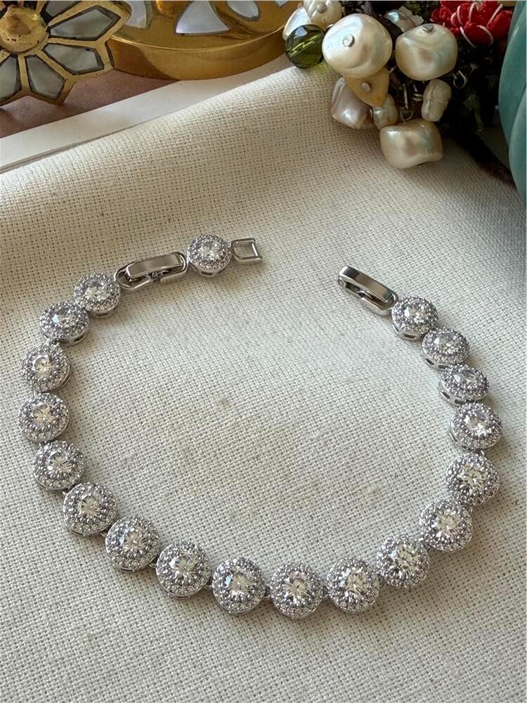 VIP Silver Taşlı Round Bileklik