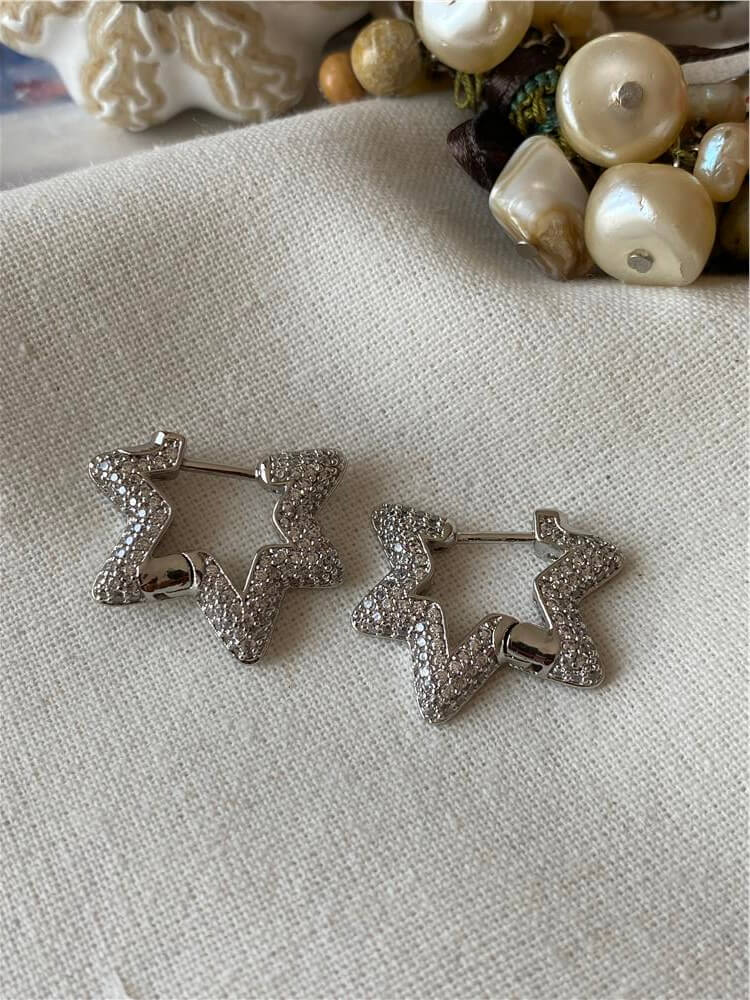 VIP Taşlı Silver Yıldız Küpe