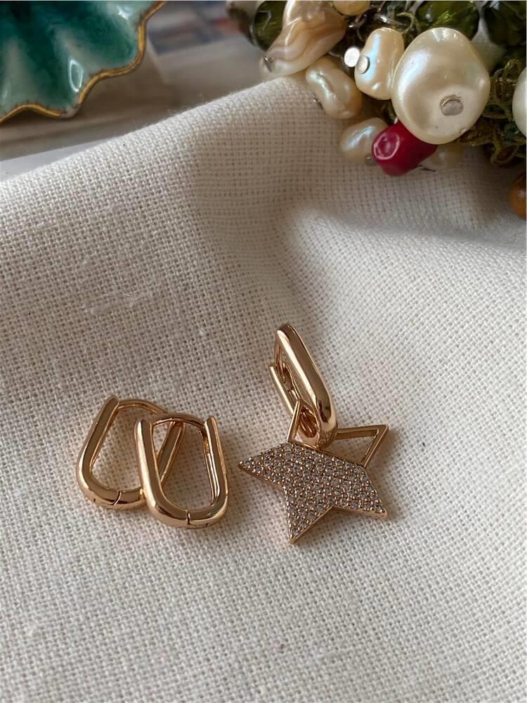 VIP Üçlü Yıldız Charmlı Küpe