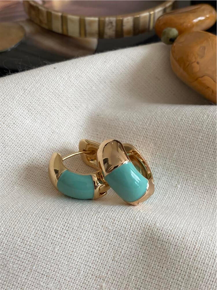 Yeşil Hatlı Bombe Halka Küpe