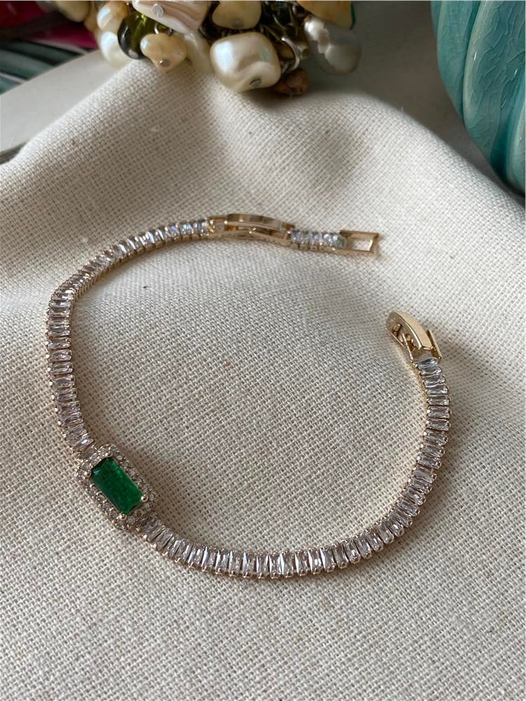 Zirconium Baget Taşlı Green Stone Bileklik