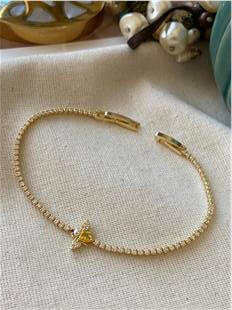 14K Arı Detaylı İnce Suyolu Bileklik