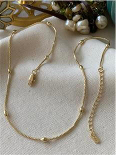 14K Badem Detaylı Kare Zincir